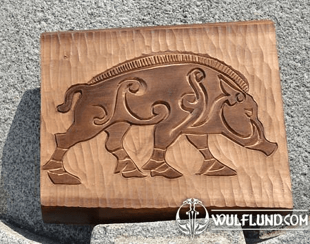PICTISH BOAR, HAND CARVED WALL PLAQUE