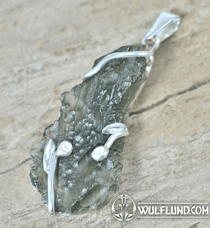 TERRA BOHEMIA, RAW MOLDAVITE PENDANT, STERLING SILVER