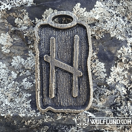 HAGALAZ RUNIC PENDANT ZINC ANT. BRASS