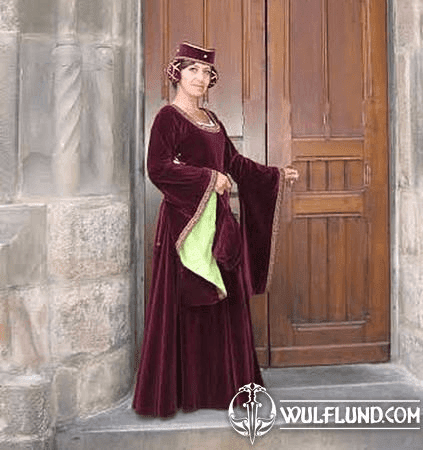 MEDIEVAL DRESS FOR WOMEN, WINE COLOUR