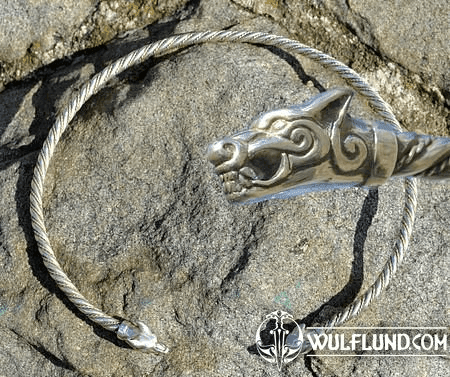 SILVER TORC, WOLVES FROM ICELAND, AG 925, 85 G.