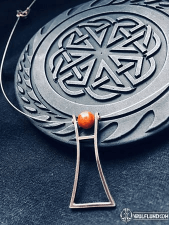 IDOL, MODERN MINIMALISTIC SILVER PENDANT WITH CORAL