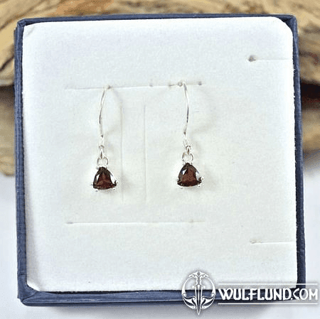 TRIANGULAR, STERLING SILVER GARNET EARRINGS