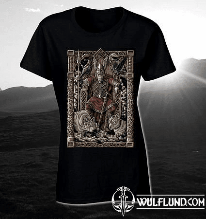 ODIN ON THE THRONE, LADIES' VIKING T-SHIRT