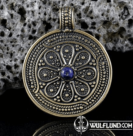 VESNA, SLAVIC PENDANT, MORAVIA MAGNA EMPIRE, BRONZE LAPIS LAZULI