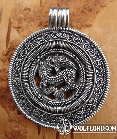 VIKING DRAGON, SILVER PENDANT, 14 G