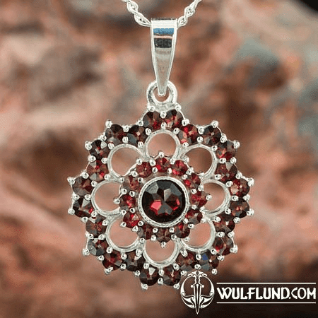 GRETA, GARNET, CZECH JEWEL, STERLING SILVER