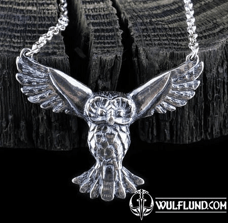 FLYING OWL, SILVER STERLING PENDANT