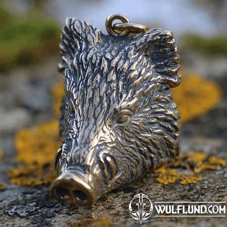 BOAR, MASSIVE PENDANT, BRONZE