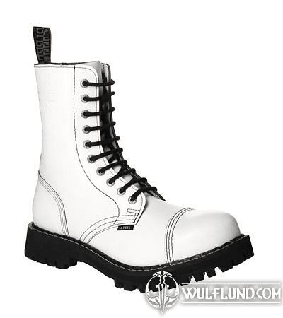 LEDERSTIEFEL STEEL WEISS 10-LOCH-SCHUHE