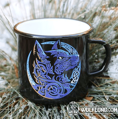 NIGHT WOLF ENAMEL MUG