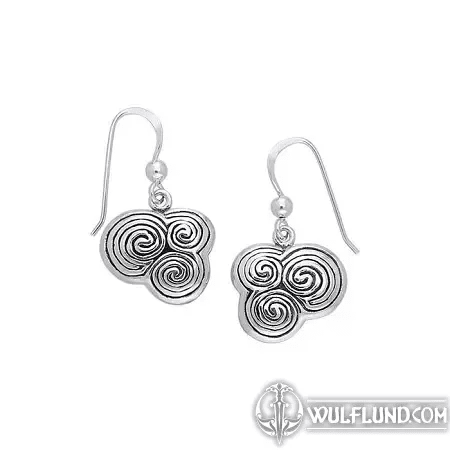 NEWGRANGE TRIPLE SPIRAL, SILVER EARRINGS, AG 925