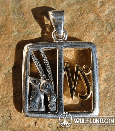 CAPRICORN, GOAT-HORNED, SILVER PENDANT