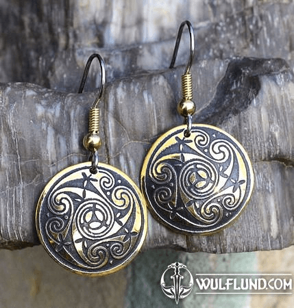 TARANIS, BRASS EARRINGS, MADE IN IRELAND