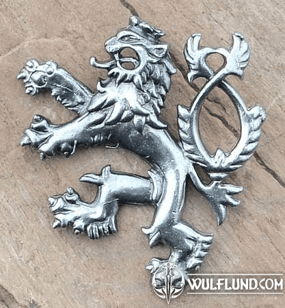 HERALDIC TWO-TAILED LION, PENDANT, SILVER PLATED