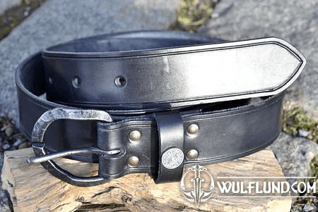 GOTLAND, LEATHER BELT, FORGED BUCKLE, SILVER VIKING STUD