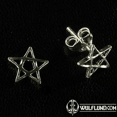 PENTACLE, STUD EARRINGS, SILVER