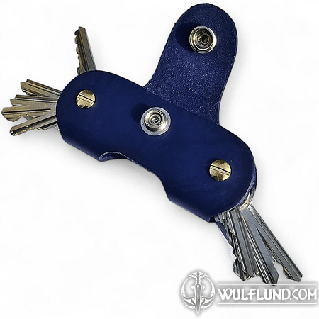 LEATHER KEYRING WITH SCREWS, BLUE