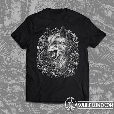 WOLF, MEN'S T-SHIRT BLACK, DRUID COLLECTION