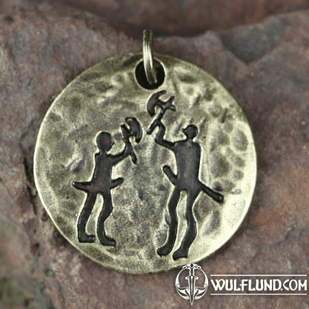 AXEMEN, WARRIOR PENDANT, TANUM PETROGLYPH, ZINC