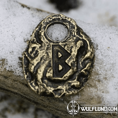 BERKANO - RUNE PENDANT ANT. BRASS