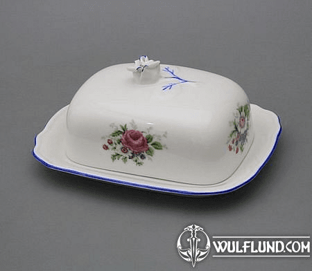 BUTTER DISH WITH A LID, FLOWERS, KARLSBAD PORCELAIN