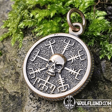 VEGVÍSIR SKULL - ISLÄNDISCHE RUNE, BRONZEANHÄNGER