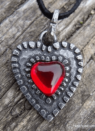 HEART PENDANT, RED GLASS