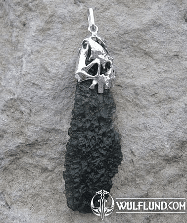 NEMESIS, RAW MOLDAVITE PENDANT, STERLING SILVER