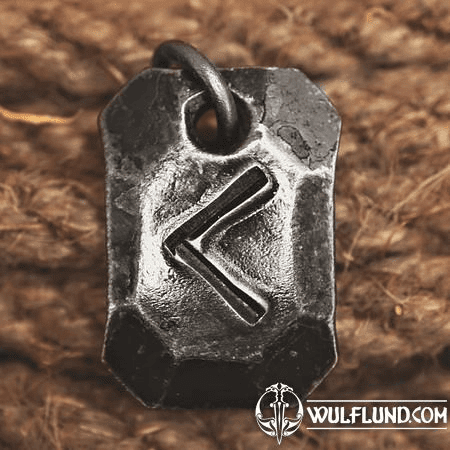 KENAZ, FORGED IRON RUNE PENDANT