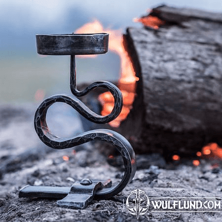 MEDIEVAL CANDLESTICK, FORGED, IRON