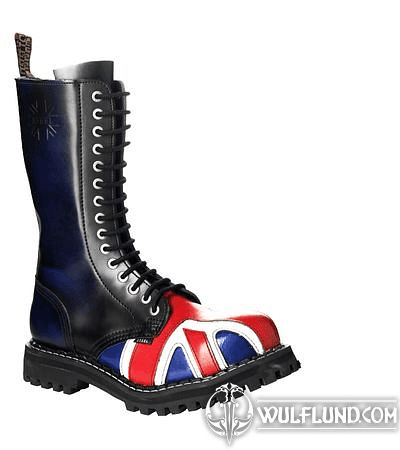 LEDERSTIEFEL STEEL BRITISCHE FLAGGE 15-LOCH-SCHUHE