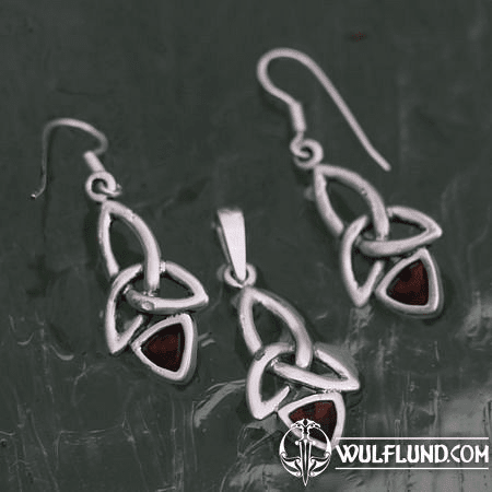 KIRA, PENDANT AND EARRINGS, SILVER 925 GARNET