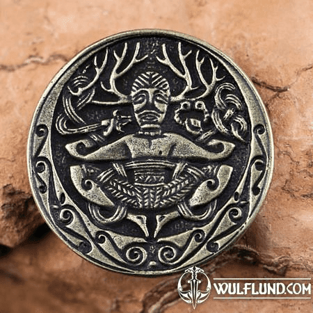 CERNUNNOS, GUNDESTRUP CAULDRON, ZINC PENDANT, ANT. BRASS