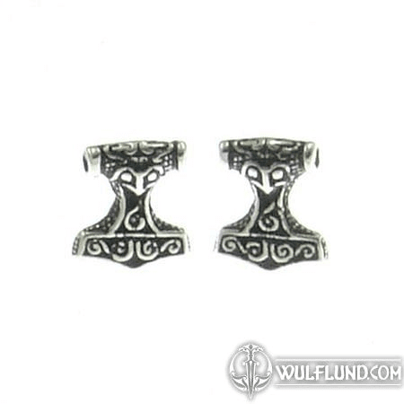 THOR'S HAMMER, EAR STUDS, STERLING SILVER