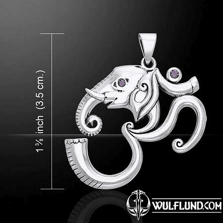 OM GANESH, SILVER PENDANT WITH AMETHYST, AG 925