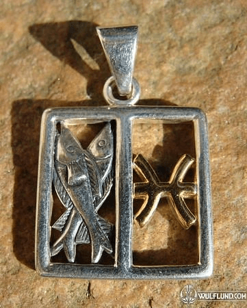 PISCES, THE FISHES, SILVER PENDANT