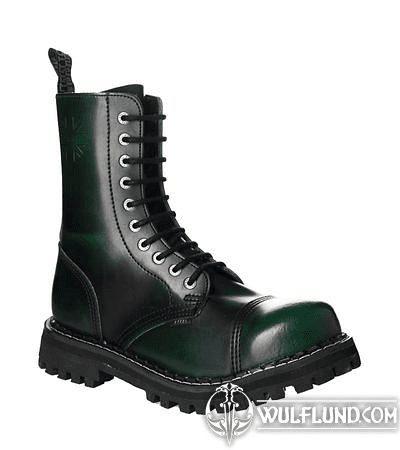 LEDERSTIEFEL STEEL GRÜN 10-LOCH-SCHUHE