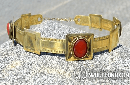 ARTHUR, NOBLE MEDIEVAL BRASS CROWN, RED AGATE