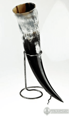 HAND FORGED IRON HORN STAND - SNAKE TAIL SHAPED TIP