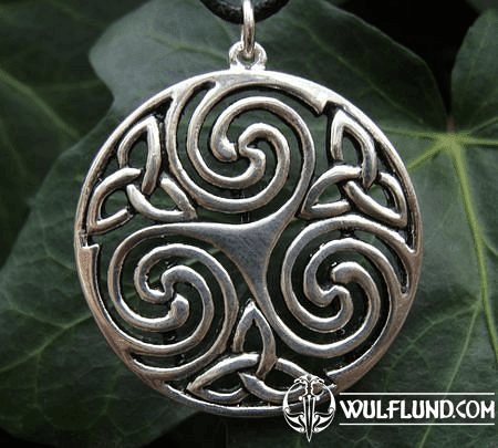 TRIPLE CELTIC SPIRAL, SILVERED NECKLACE