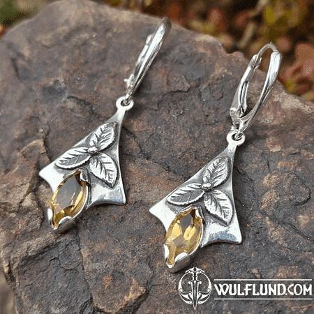 SHAMROCK, EARRINGS, SILVER 925, CITRINE