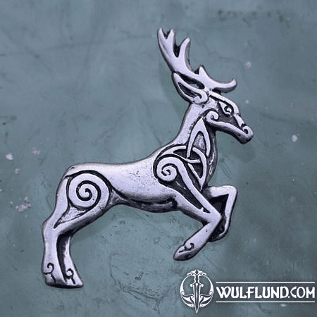 CELTIC DEER - HERNE, ZINC, PENDANT, ANTIQUE SILVER