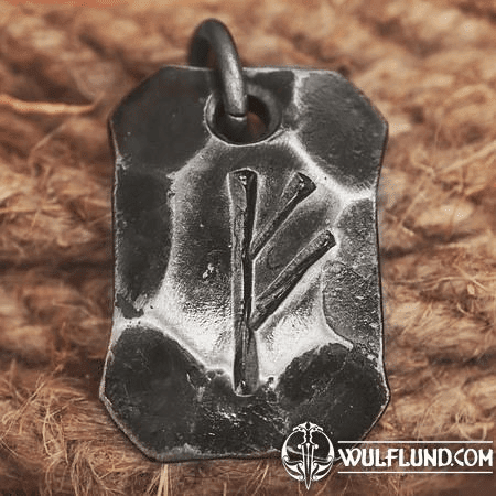 FEHU, FORGED IRON RUNE PENDANT