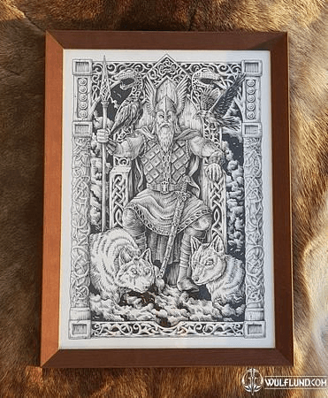 ODIN ON THE THRONE, FRAMED PICTURE