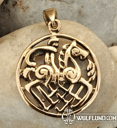 ODIN AND SLEIPNIR, BRONZE PENDANT