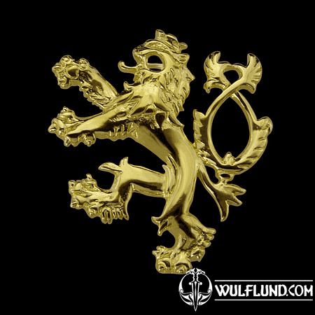 GOLDEN DOUBLE-TAILED LION, SYMBOL OF BOHEMIA, 14K GOLD