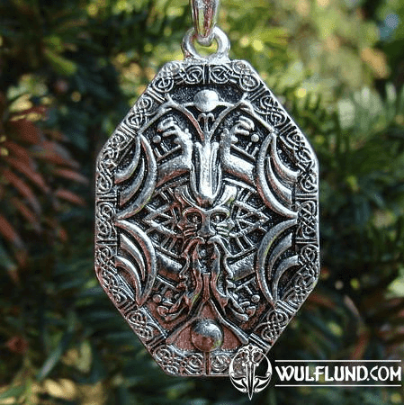 FACE OF THE GOD THOR, SILVERED PENDANT