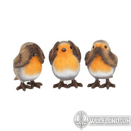 THREE WISE ROBIN FIGURINES 8CM