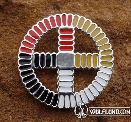 NATIVE AMERICAN MEDICINE WHEEL, SILVER PENDANT